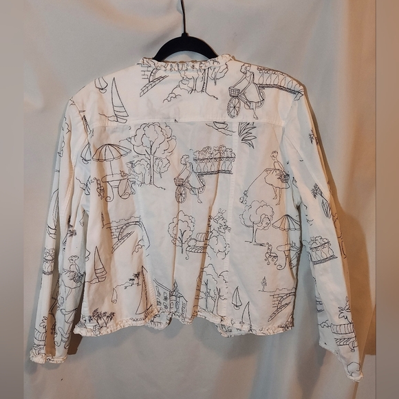 Coldwater Creek "Sketchbook Scenes" Art-to-Wear Cotton Utility Jacket - Size XL - Picture 2 of 8